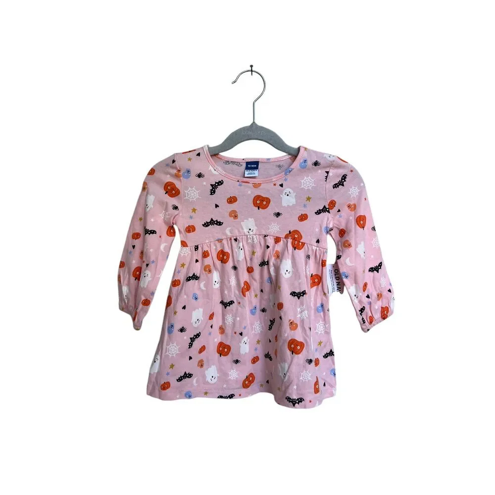 Old Navy‎ Girls Pink Halloween Long Sleeve Play Dress Size 12-18 months NWT